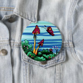 ボタン、2個の赤いきのこ 缶バッジ (インサイチュ)