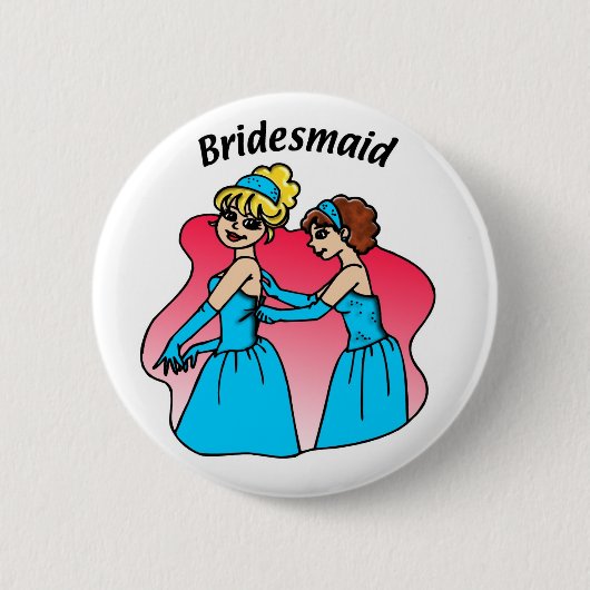 ボタン: Bridesmaid (青) 缶バッジ (正面)