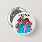 ボタン: Bridesmaid (青) 缶バッジ (正面&裏面)