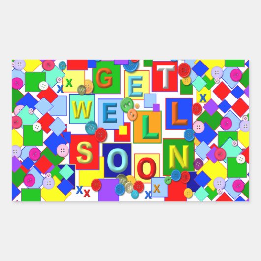 ボタン～Get Well Sticker # 2 長方形シール (正面)