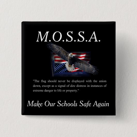 ボタン、MOSSAの旗またはワシ 缶バッジ (正面)
