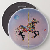ボタン- Petalumaの回転木馬の馬1 缶バッジ (正面&裏面)