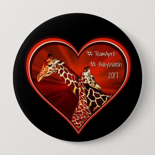 ボタンPinのキリンの4月の円形お母さんおよびベビー 缶バッジ (正面)