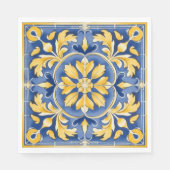 ボタ地中海のニカルパターン – 青と黄 スタンダードランチョンナプキン (正面)