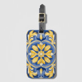 ボタ地中海のニカルパターン – 青と黄 ラゲッジタグ (正面縦)