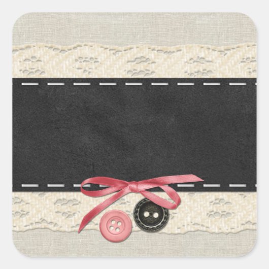 ボタ空白のンBow – カスタマイズ可能な製品パッケージ スクエアシール (正面)