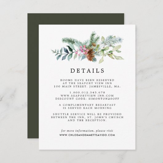 ボタ素朴ニカルウィンターウェディングゲスト詳細 エンクロージャーカード (正面/裏面)