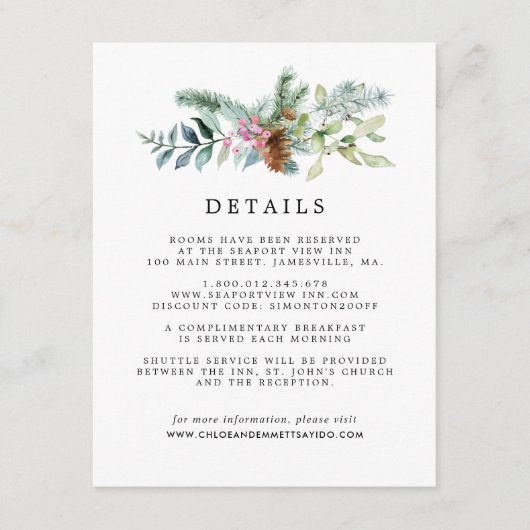 ボタ素朴ニカルウィンターウェディングゲスト詳細 エンクロージャーカード (正面)