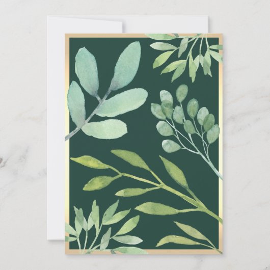 ボタ素朴ニカルエメラルドグリーン結婚ズ 招待状 (裏面)