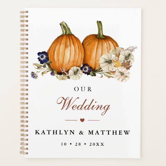 ボタ素朴ニカルオータムカボチャ秋の結婚式 プランナー手帳 (正面)