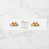 ボタ素朴ニカルオータムカボチャ秋の結婚式 ペットボトルラベル (シングルラベル)