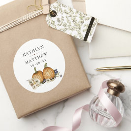 ボタ素朴ニカルオータムカボチャ秋の結婚式 ラウンドシール