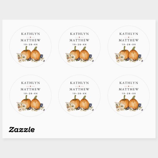 ボタ素朴ニカルオータムカボチャ秋の結婚式 ラウンドシール (シート)