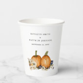 ボタ素朴ニカルオータムカボチャ秋の結婚式 紙コップ (正面)