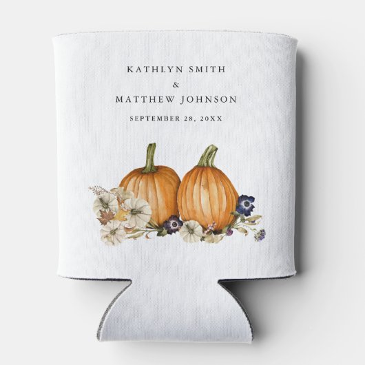 ボタ素朴ニカルオータムカボチャ秋の結婚式 缶クーラー (裏面)