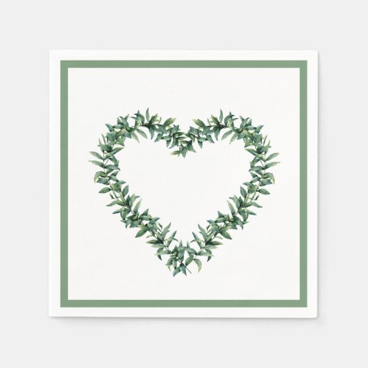 ボタ素朴ニカルグリーンリーシンプルリーフリース スタンダードカクテルナプキン (正面)