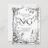 ボタ素朴ニカ、白黒ハンドドロー 招待状 (正面)