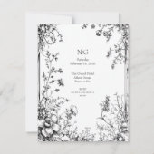 ボタ素朴ニカ、白黒ハンドドロー 招待状 (裏面)