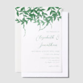 ボタ素朴ニ離れカル結婚 ベラム紙招待状 (オフセット)