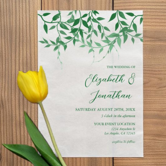 ボタ素朴ニ離れカル結婚 ベラム紙招待状