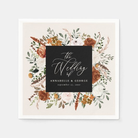 ボタ素朴ン結婚の台本 スタンダードカクテルナプキン (正面)