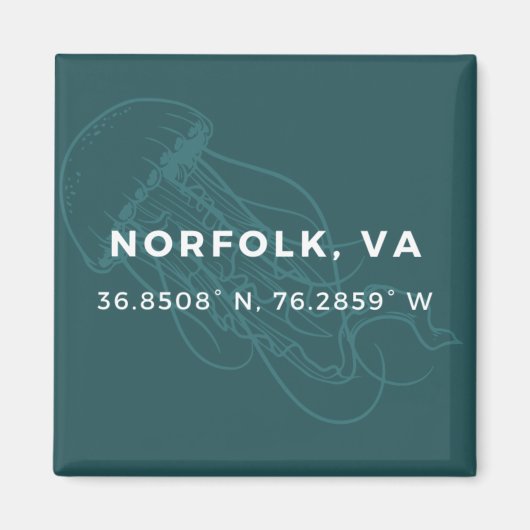 ボタ航海のン磁石 – ノーフォークVAの座標 マグネット (正面)