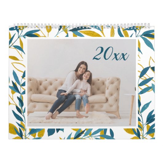 ボタ鮮やかニカル2020編集可能年写真 カレンダー (カバー)