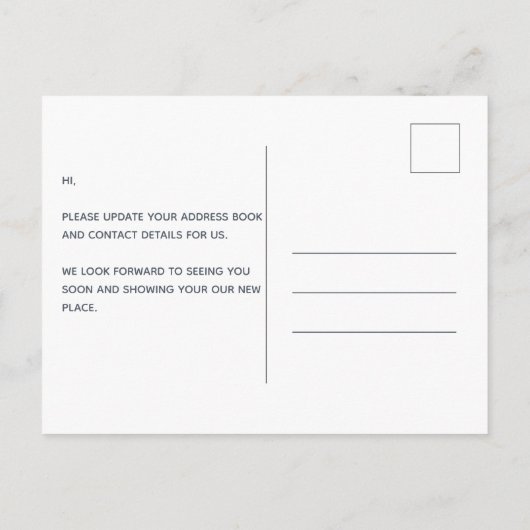 ボッおもしろいクスの移動 – 新しいホーム 案内ポストカード (裏面)