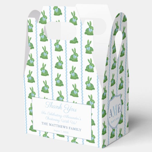 ボックウッド名門私立校風のバニーRicRac少年《キリスト教》洗礼式や命名式パーティー フェイバーボックス (オープン)