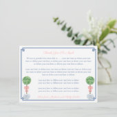 ボックウッド名門私立校風のピンクボウ小さな女の子ベビーシャワー サンキューカード (スタンド正面)