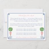 ボックウッド名門私立校風のピンクボウ小さな女の子ベビーシャワー サンキューカード (正面)