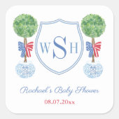 ボックウッド頭が切れるモノグラムクレストウェディングシャワーの好意 スクエアシール (正面)