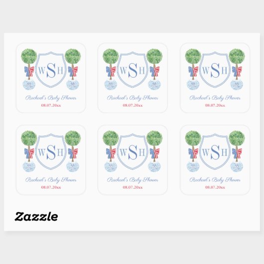 ボックウッド頭が切れるモノグラムクレストウェディングシャワーの好意 スクエアシール (シート)