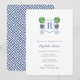 ボックウッド頭が切れるモノグラムクレストボーイベビーシャワーパーティー 招待状