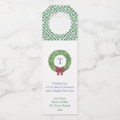 ボックウッド頭が切れるリースレッドリボンハッピーホリデー ボトルネックタグ (正面)