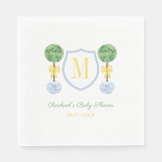 ボックウ頭が切れるッドモノグラムベビーまたはウェディングシャワー スタンダードランチョンナプキン (正面)