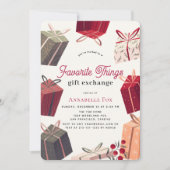 ボックスお気に入りの事物ギフト交換ホリデー 招待状 (正面)