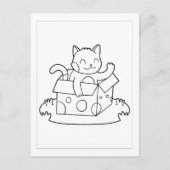 ボックスに猫の色を付ける |キッズアクティビティカード ポストカード (正面)
