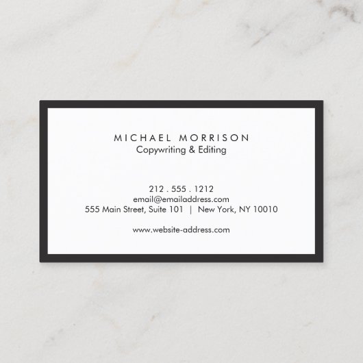 ボックスのロゴとイニシャル/モノグラムブラック/ホワイト 名刺 (裏面)