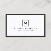 ボックスのロゴとイニシャル/モノグラムブラック/ホワイト 名刺 (正面)