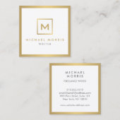 ボックスのロゴモノグラムフェイク金ゴールド スクエア名刺 (正面/裏面)