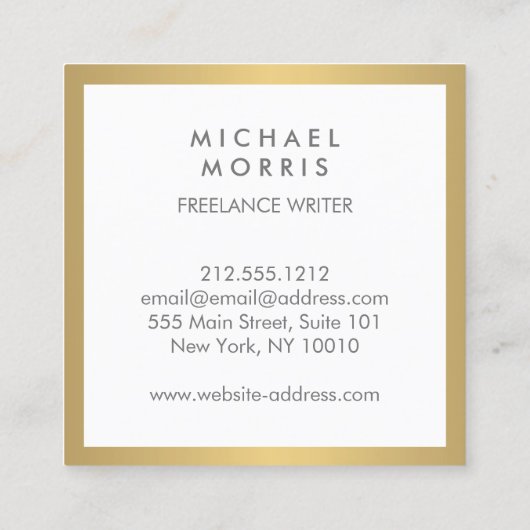 ボックスのロゴモノグラムフェイク金ゴールド スクエア名刺 (裏面)
