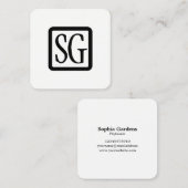 ボックスイニシャル丸 – 四角 – 黒 スクエア名刺 (正面/裏面)