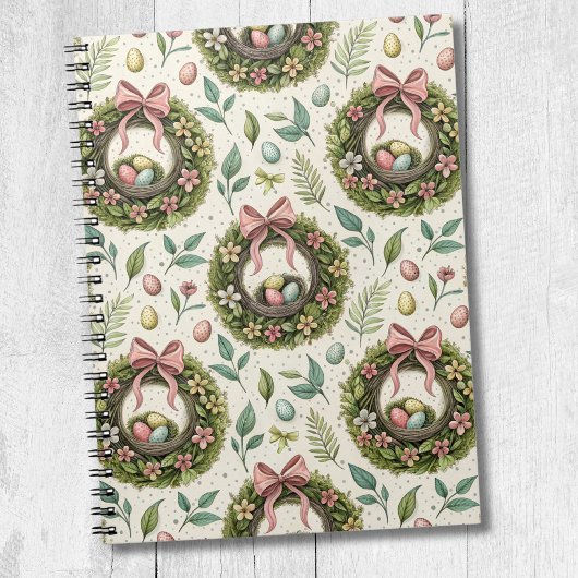 ボックスウッドのイースターリース ピンクのボウと卵 ノートブック