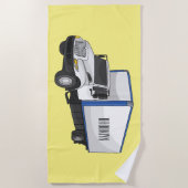 ボックストラック漫画イラストレーション ビーチタオル (正面)