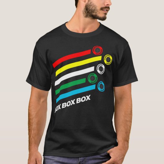 ボックスボックスボックスF1タイヤコンパウンドのオプション Tシャツ (正面)