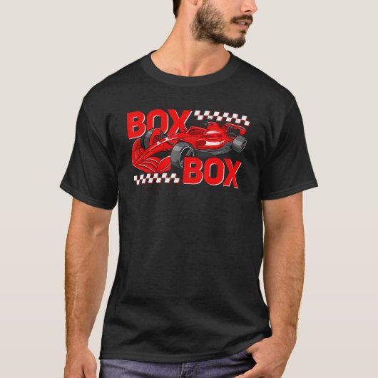 ボックスボックスラジオ呼び出し式レーシングオープンホイールレース Tシャツ (正面)