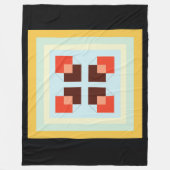 ボックスモダンテクスチャ正方形イエローライトソフトタイルc フリースブランケット (正面)