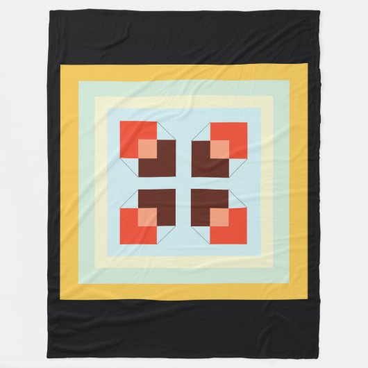 ボックスモダンテクスチャ正方形イエローライトソフトタイルc フリースブランケット (正面)