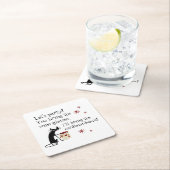 ボックスワインおもしろい引用文猫のカードボーダー スクエアペーパーコースター (インサイチュ)